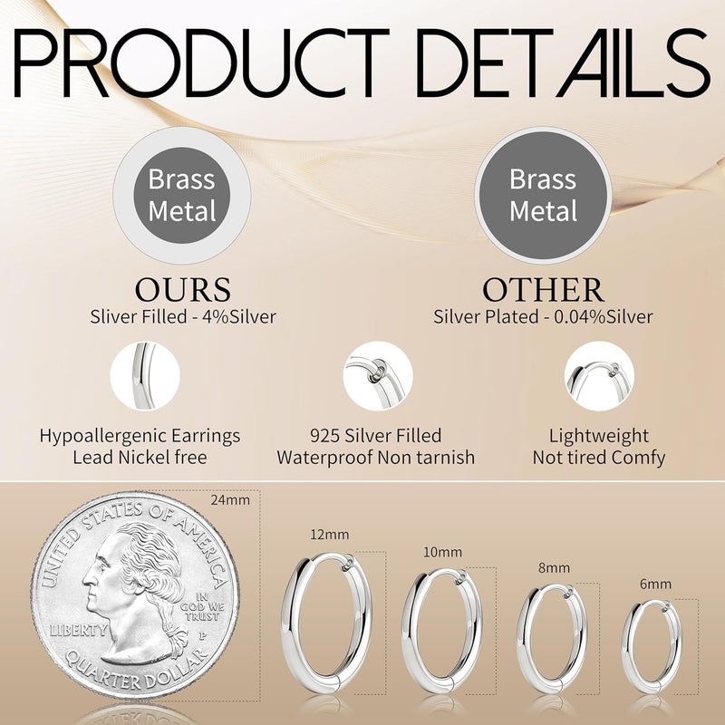 Poxtex Small Gold Huggie Hoop Earrings Set for Women Men Hypoallergenic 14K Plated Stack Cartilage Earrings, Multiple Piercing Lightweight Mini Thin Cute Dainty Trendy Jewelry Set Christmas Gifts for Women - Image 5